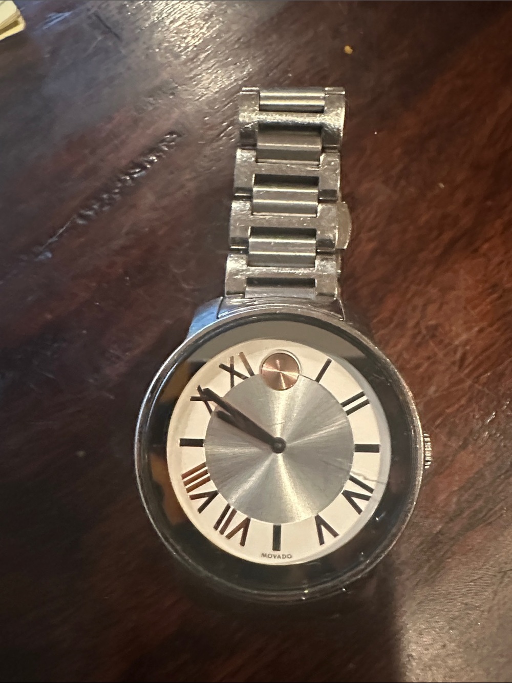 Movado Silver and White Roman Numeral Bracelet Watch